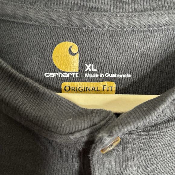 Carhartt Shirt Mens XL Black‎ Henley Short Sleeve Pocket Work Original Fit - Picture 2 of 6
